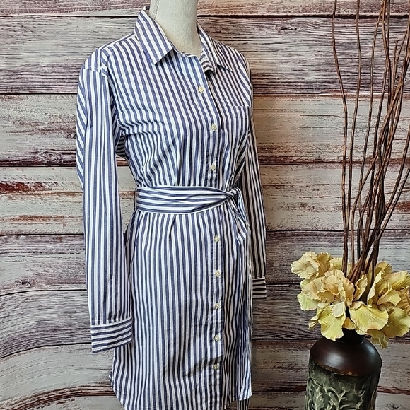 Free Assembly Dresses & Skirts - NWT FREE ASSEMBLY STRIPED LONG SLEEVE BELTED BUTTON-UP SHIRT DRESS